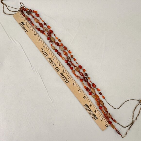 Vintage Coldwater Creek Multi-Strand Beaded Necklace 27-Inch Orange Brown Earthy - Picture 9 of 10